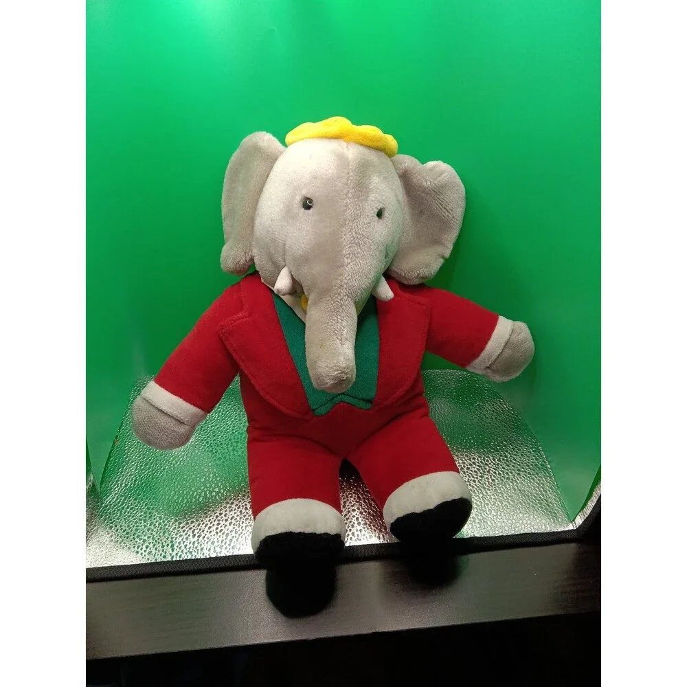 Gund Babar Elephant King Plush Stuffed  Red Suit Holiday VTG 14 Inch 1988 no tag